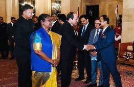 With the Egyptian President Mr. Abdul Fathah Al Sisi and Indian President Mrs. Droupathi Murmu at Rashtrapathi Bhavan, India, in connection with the Republic Day programs.